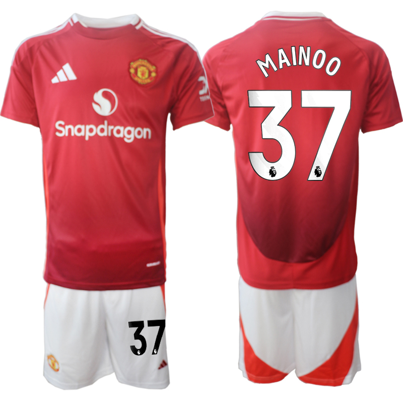 Men 2024-2025 Club Manchester United home Red #37 Soccer Jersey